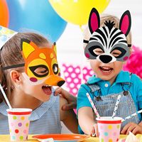 8 Masques d'Animaux en Feutre pour Enfants Renard/Lapin/Singe/Tigre/Loup/Panda/Élan/Ours Antimal Zoo Anniversaire Halloween Noël Fête