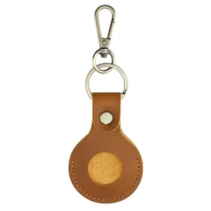 Portachiavi Circolare in Vera Pelle Crazy Horse, Porta Tessere di Accesso, Portachiavi Elegante, Porta Sensore Ascensore, Porta Apple Tracker, Portatile - Product Image 1