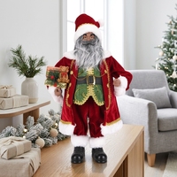 Statue de Père Noël en velours rouge avec bordure dorée, décoration du Nouvel An sur la cheminée de la table, nouvelle arrivée