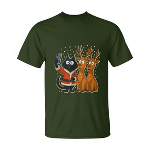 Camiseta navideña Meowy Catsmas con diseño de renos sonrientes - Product Image 2