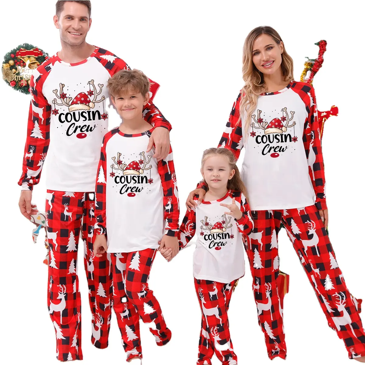 Customizable 2023 new Christmas family home suit mommy and me matching Christmas Loungewear