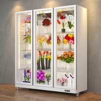Vitrines réfrigérées commerciales sans givre pour fleurs avec portes en verre trempé et éclairage LED