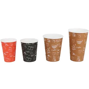 Tazza di carta congelata usa e getta stampata con Logo personalizzato con coperchio a cupola personalizzato con Logo personalizzato per caffè