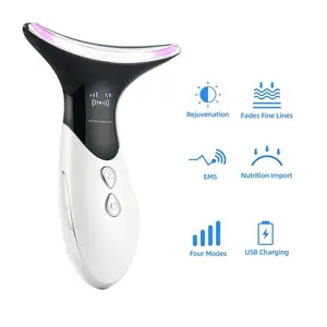 Electric Neck Beauty Massage Instrument Dual Chin Lines Wrinkle Remover Microcurrent Heat LED Photon Therapy