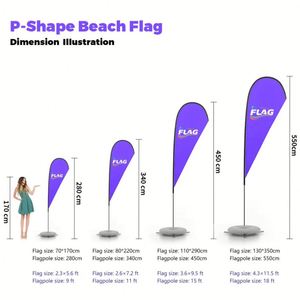 Drapeau publicitaire imprimé en couleur avec base en forme de plume, en polyester et fibre de verre, pour salons professionnels, expositions, événements sportifs et publicité extérieure - Product Image 5