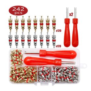 Kit de Válvulas para Neumáticos, 242 Piezas, Tamaño Estándar, Herramientas de Reparación de Válvulas sin Cámara de Cobre con Juego de Destornilladores - Product Image 2