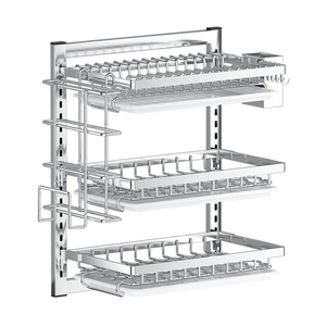 Estante para platos de acero inoxidable montado en la pared, escurridor de platos multicapa, estante de secado, bandeja de almacenamiento para la organización de la cocina del hogar - Product Image 1