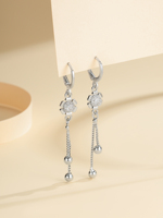 Pendientes de Moda para Mujer con Colgante de Planta y Flor, Aro con Borla, Bañados en Oro de 14k y Circonita Cúbica, Joyería