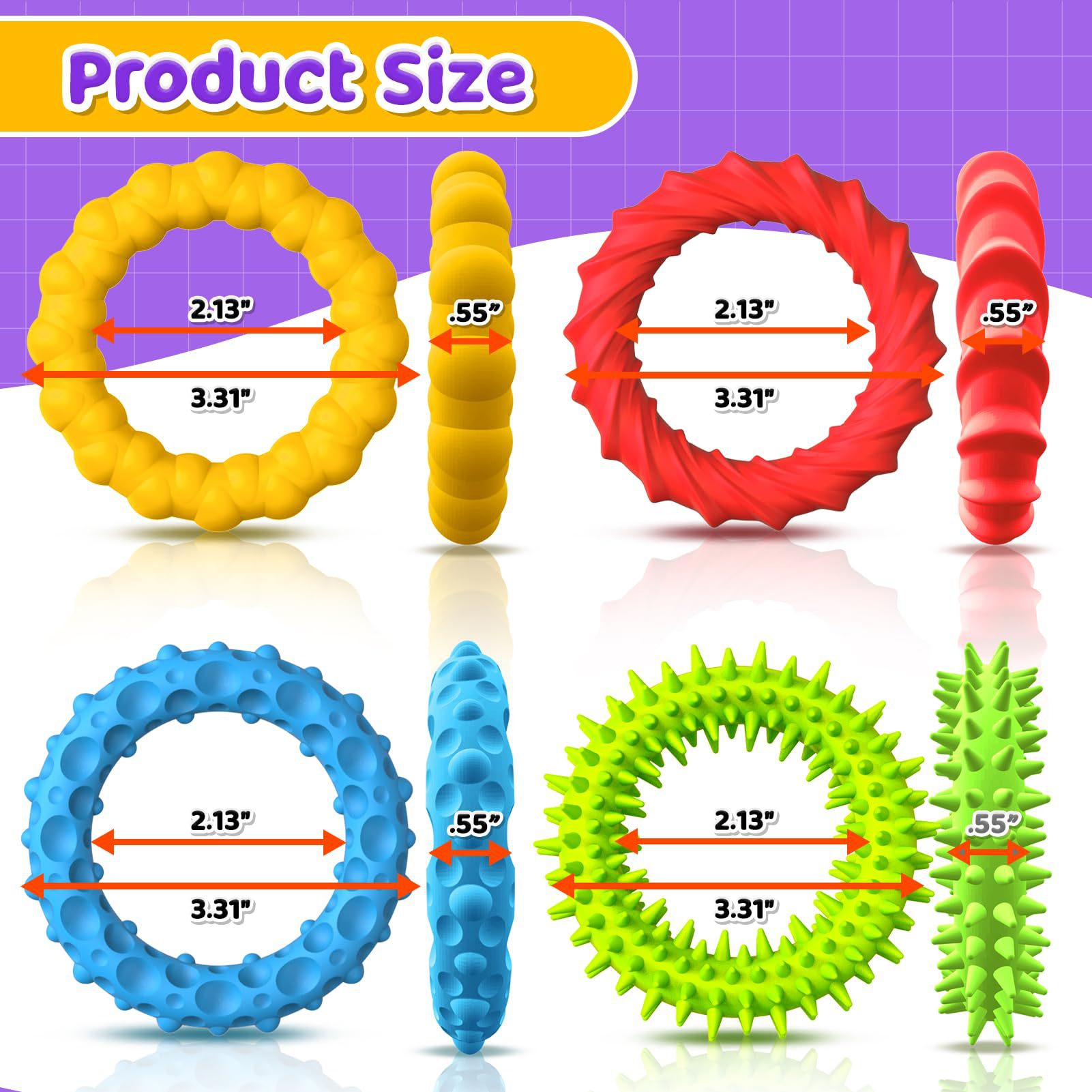Silicone sensory bracelet 4-piece opp bag