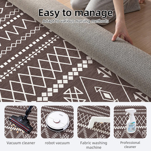 Tapis d'intérieur EIFFEL HOME, motif kilim plantes et fleurs, en fibre de polyester, lavable en machine, pour la maison, le studio, les escaliers - Product Image 2