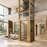 Lift Rumah Mini 2 hingga 3 Lantai, Sistem Traksi Gearless AC Drive, Kabin Kustom, Lift Villa Mini untuk Rumah