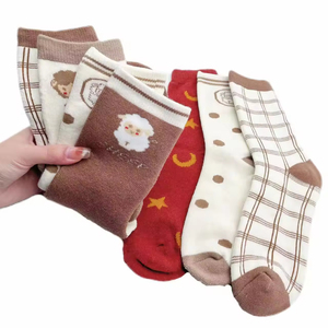 OEM Customizable New Fashion Women's Crew <b>Socks</b> Cartoon Embroidery Jacquard Stripe Design Warm Pattern High Quality - Product Image 6