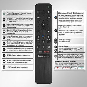 Télécommande vocale de remplacement RMF-TX800U, compatible avec les téléviseurs <span class=keywords><strong>Sony</strong></span> 4K <span class=keywords><strong>8K</strong></span> Ultra HD LE Smart Google TV-modèle <span class=keywords><strong>2022</strong></span>, RMF-TX900U - Product Image 6