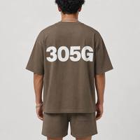 T-shirt décontracté vintage pour homme en coton 100% lavé 305 GSM, coupe oversize à épaules tombantes, teinture unie, haute qualité