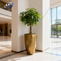 Pot Bunga Vas Dekoratif Mewah Besar Berlapis PE Modern dari Fiberglass Emas yang Tahan Lama dengan Warna yang Dapat Disesuaikan untuk Taman Luar Ruangan dan Rumah