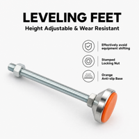 Pieds de nivellement pour équipement industriel D80*M16*L200, hauteur réglable, zingués, anti-vibration, avec patin en PVC, pour armoires de machines CNC