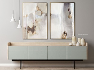 Pinturas al óleo sobre lienzo hechas a mano para decoración del hogar, arte de pared abstracto con purpurina dorada para Hotel, gran oferta - Product Image 2