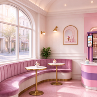 Comptoir de présentation personnalisé en contreplaqué pour kiosque à crème glacée, éclairé par LED, mobilier pour salon de thé, café, magasin de détail et centre commercial