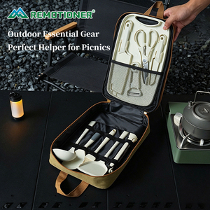 Juego de Utensilios de Cocina Portátiles de Acero Inoxidable de 10 Piezas <span class=keywords><strong>para</strong></span> Acampar al Aire Libre con Cuchillo de Chef, Pinzas, Espátula y Tijeras - Product Image 4