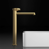 Robinet de salle de bain moderne en laiton, mitigeur sur comptoir, avec cartouche céramique et poignée circulaire unique, idéal pour la maison, l'hôtel et les halls.