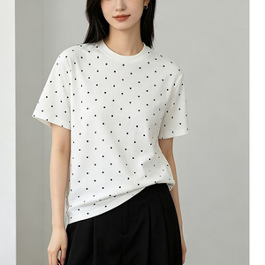 T-shirt unisexe RUICHI 220 GSM 100 % coton à col rond et pois, doux, respirant, ample, tendance, manches courtes, idéal pour l'été - Product Image 2