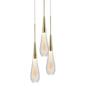 Nordic designer light luxury crystal chandelier water drop glass pendant lamp villa dining room bedside decorative chandelier