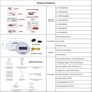 AIEINK 10 pièces 4 couleurs 2,4 GHz Écran Eink Étiquette <span class=keywords><strong>de</strong></span> prix numérique intérieure Kit <span class=keywords><strong>de</strong></span> démonstration avec une autonomie <span class=keywords><strong>de</strong></span> batterie <span class=keywords><strong>de</strong></span> 5 ans et alimentation PoE - Product Image 2