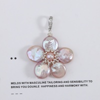 Pendentif en perle baroque naturelle d'eau douce en forme de pétale, fermoir détachable, blanc, rose, violet, tissé à la main, vente en gros