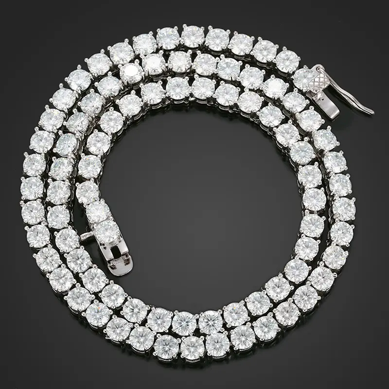 Свадебный Подарок коготь Установка 9K 4 мм бриллиант Муассанит с твердым покрытием ожерелье в виде цепочки для тенниса для женщин