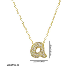 Collar con Colgante de Letra Minúscula de Latón con Circonitas, Bañado en Oro de 18K, Mini Inicial Abombada, 26 Letras del Alfabeto, Joyería Personalizada para Regalo - Product Image 3
