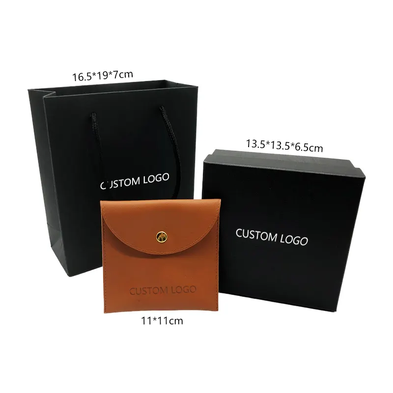 Black Custom Logo Luxury Cardboard Paper Gift box Jewelry Pouch Packaging Bag High Quality Paper Bag Gift Boxes Packaging Set