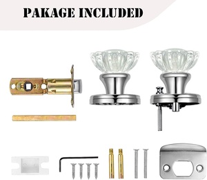 विंटेज क्रोम रोसेट नॉब इंटीरियर गोपनीयता बेडरूम लॉक कीलेस क्रिस्टल ग्लास नॉब दरवाजे - Product Image 6