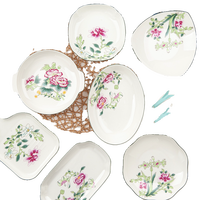 Assiettes tendance de style pastoral chinois pour la maison, en céramique de porcelaine fine de 8 pouces, en forme de cœur triangulaire pour steak