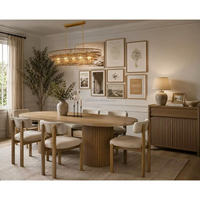 Ensemble table et chaises de salle à manger en bois naturel de style américain, style français vintage, en bois de rondins à grain vertical, personnalisable, mobilier RH