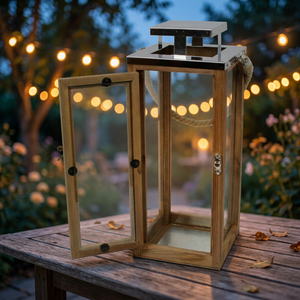 Farol colgante de madera con mango de cuerda para decoración del hogar, Fabricación en la India, compra a la venta - Product Image 2