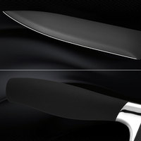 Ensemble de couteaux de cuisine, ensemble de couteaux de cuisine en cadeau avec des manches en plastique argenté, lames noires tranchantes comme des rasoirs, poignées à prise souple