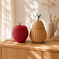 Panier de rangement en rotin pour petits animaux avec couvercle, boîte à jouets en saule faite à la main, décoration d'intérieur, conteneur de rangement