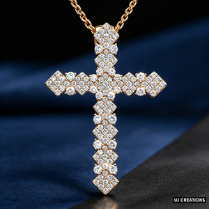 CUSTOM SILVER 10K/14K/18K GOLD PLATED LAB GROWN CVD DIAMOND CLASSIC ENGAGEMENT GIFT SWEATER <b>CHAIN</b> NECKLACE <b>CROSS</b> PENDANT - Product Image 1