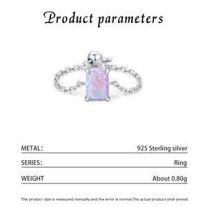 S925 <b>Silver</b> Opal <b>Ring</b> Rhodium Plated Prong Setting Minimalist Design Everyday Wear Gemstone Rectangular Purple Opal <b>Ring</b> - Product Image 2