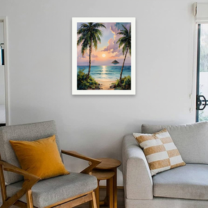 DecorFriday Kit de Pintura por Números de Atardecer Tropical en la Playa, Pintado a Mano para Adultos, Palmeras al Atardecer, 16x20 Pulgadas, Ecológico - Product Image 4