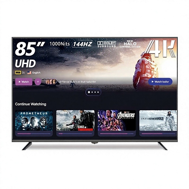 Saudi Export High Color-Gamut 65-Inch Mini-LED Smart LCD 4K Ultra-Thin Wall-Mount Hotel TV Black Cabinet; Available 75/85 Inches