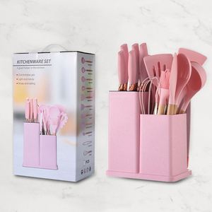 19-Piece Silicone Kitchen Utensil Set With Wooden Handles for Kitchen Knives, Spatulas Spoons Non Stick Pans for Cooking - Product Image 1