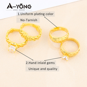 Original Design Wedding <b>Couple</b> <b>Rings</b> 21k Gold Plated Italian Sparkly Zirconia Unique Personality <b>Ring</b> for Gift - Product Image 4