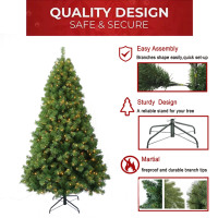 Usine en gros pas cher 7ft prelit artificiel jaune chaud led lumières 1221 conseils PVC arbre de noël artificiel