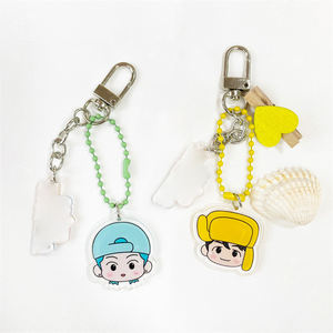 Porte-clés personnalisé avec tête de dessin animé et plaque nominative. Un cadeau créatif où vous pouvez concevoir l'avatar et remplir la plaque nominative vierge - Product Image 3