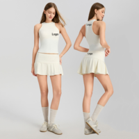 Ensemble jupe et haut sans manches 2 pièces pour l'été, avec short intégré et coussinets de poitrine, respirant, pour le golf, le badminton, le pickleball et le tennis