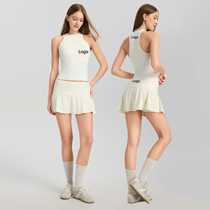 Zomerse mouwloze 2-delige rokset met ingebouwde shorts, borstpads, ademend, geschikt voor golf, badminton, pickleball en tennis. - Product Image 1