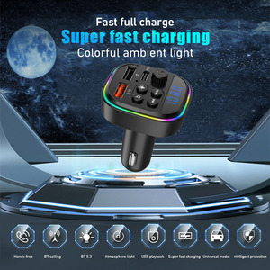 C16 Transmisor FM inalámbrico Kit de coche Reproductor de MP3 Bluetooth con cargador rápido USB tipo C dual 5V3A Luz colorida - Product Image 2