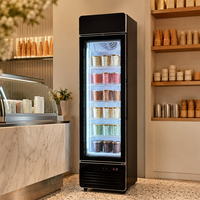 Congélateur vertical commercial mince à porte vitrée simple pour la présentation de glaces en magasin de proximité