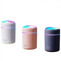 Humidificateur d'air portable multifonction USB transfrontalier en plastique, capacité 300 ml, pour voiture, maison et bureau, ambiance lumineuse